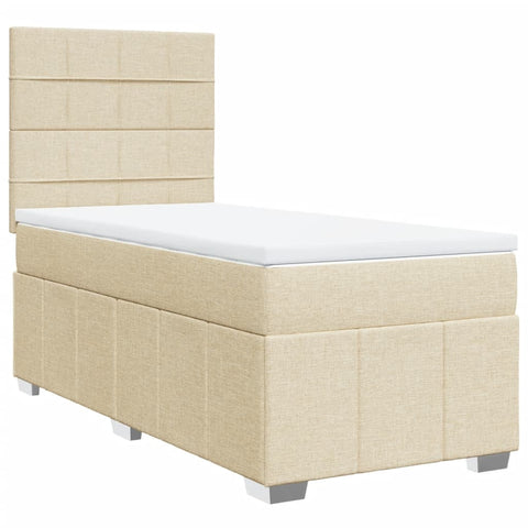 vidaXL Boxspringbett mit Matratze Creme 90x200 cm Stoff