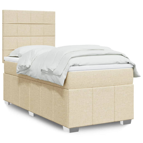 vidaXL Boxspringbett mit Matratze Creme 90x200 cm Stoff