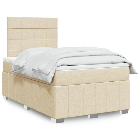 vidaXL Boxspringbett mit Matratze Creme 120x190 cm Stoff