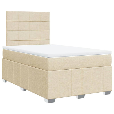 vidaXL Boxspringbett mit Matratze Creme 120x200 cm Stoff