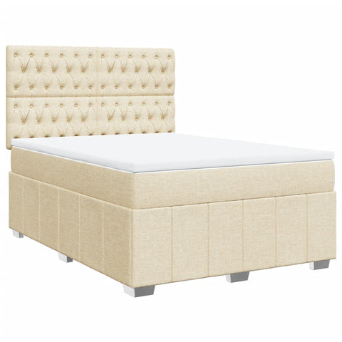 Boxspringbett mit Matratze Creme 140x190 cm Stoff