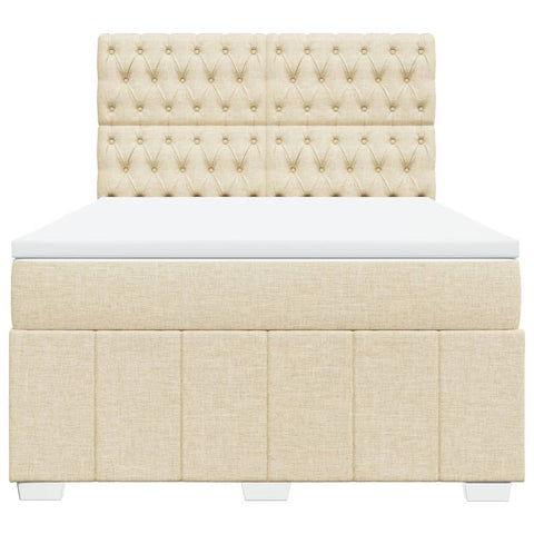 Boxspringbett mit Matratze Creme 140x190 cm Stoff