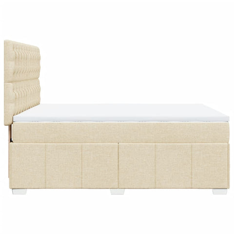 Boxspringbett mit Matratze Creme 140x190 cm Stoff