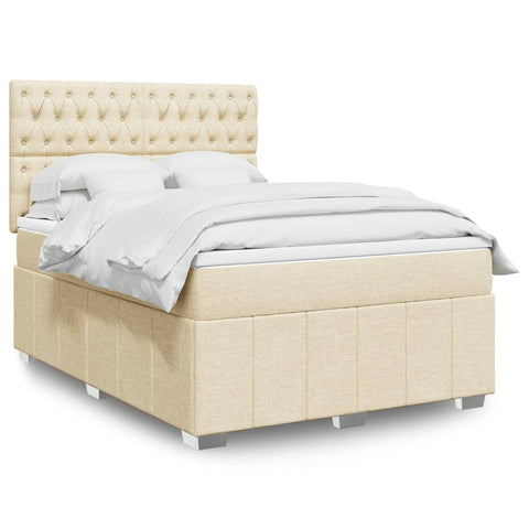 Boxspringbett mit Matratze Creme 140x190 cm Stoff