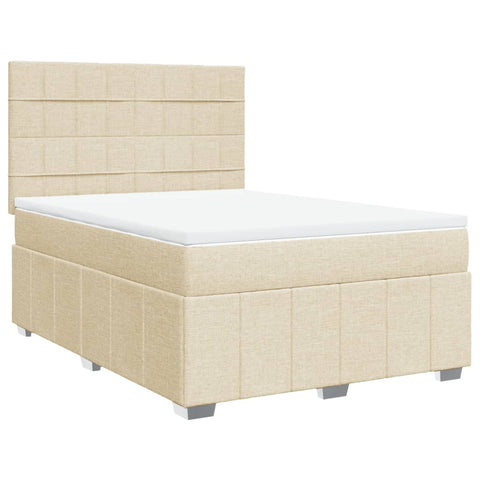 Boxspringbett mit Matratze Creme 140x200 cm Stoff