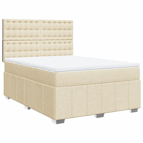 Boxspringbett mit Matratze Creme 140x200 cm Stoff