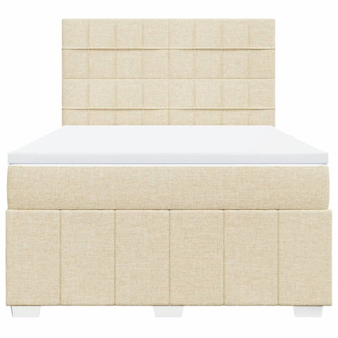 vidaXL Boxspringbett mit Matratze Creme 160x200 cm Stoff