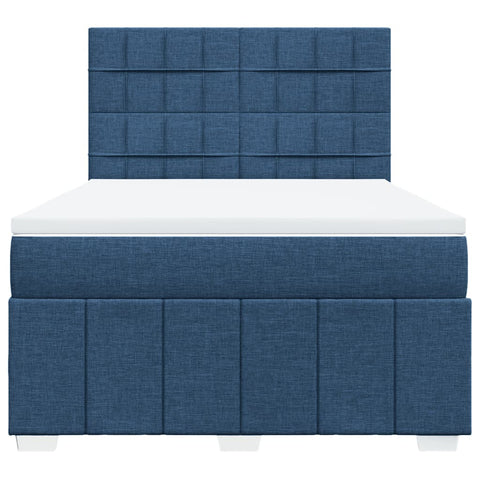 vidaXL Boxspringbett mit Matratze Blau 160x200 cm Stoff