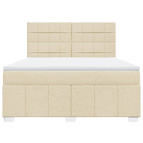 Boxspringbett mit Matratze Creme 180x200 cm Stoff