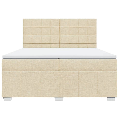 vidaXL Boxspringbett mit Matratze Creme 200x200 cm Stoff