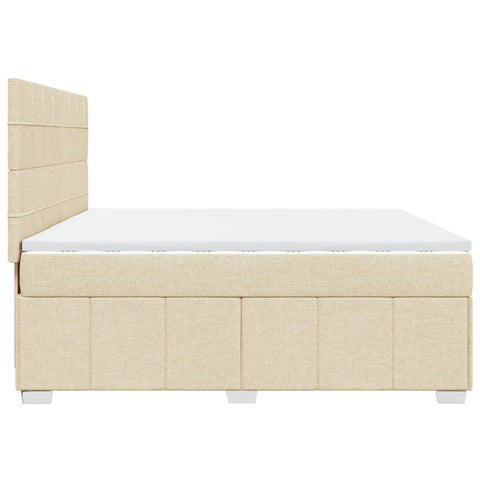 vidaXL Boxspringbett mit Matratze Creme 200x200 cm Stoff