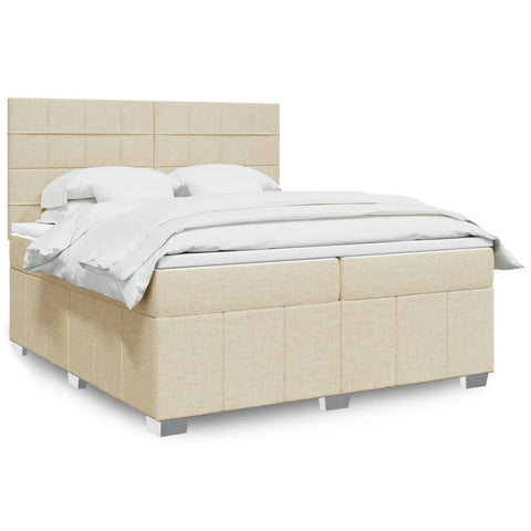 vidaXL Boxspringbett mit Matratze Creme 200x200 cm Stoff