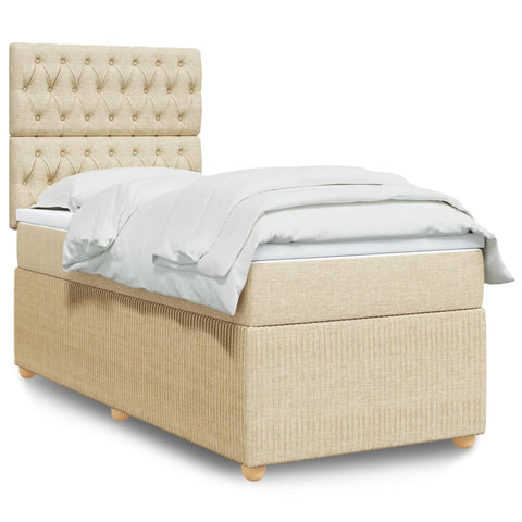 Boxspringbett mit Matratze Creme 80x200 cm Stoff