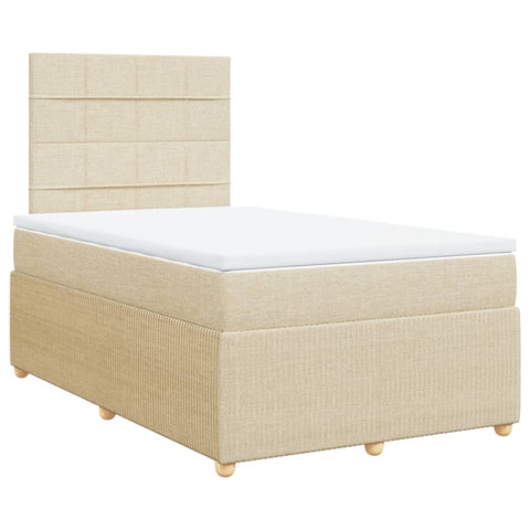 vidaXL Boxspringbett mit Matratze Creme 120x190 cm Stoff