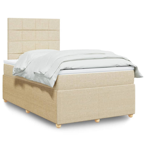 vidaXL Boxspringbett mit Matratze Creme 120x190 cm Stoff