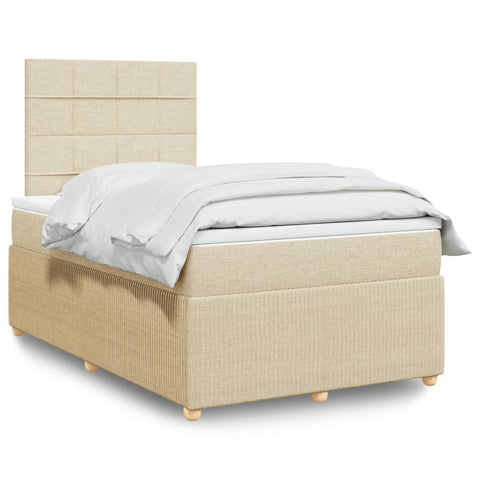 vidaXL Boxspringbett mit Matratze Creme 120x200 cm Stoff