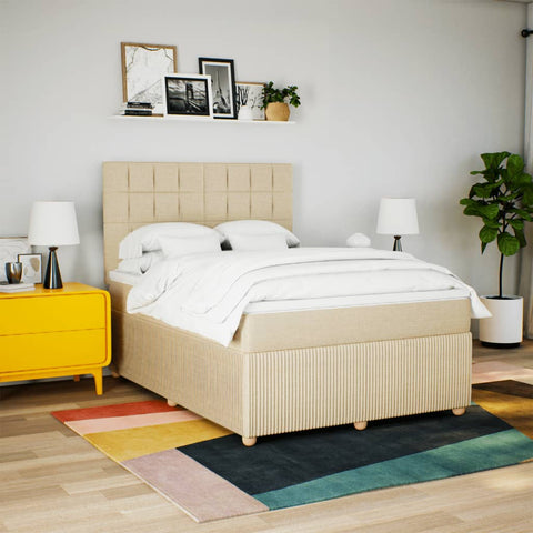 Boxspringbett mit Matratze Creme 140x200 cm Stoff