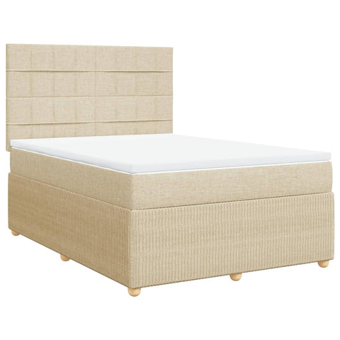 Boxspringbett mit Matratze Creme 160x200 cm Stoff