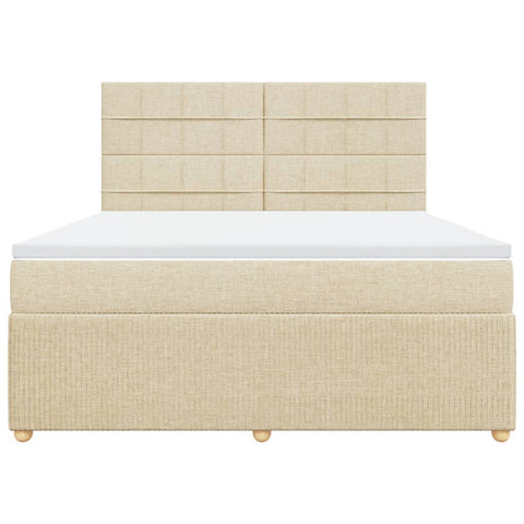 Boxspringbett mit Matratze Creme 180x200 cm Stoff