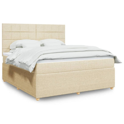 Boxspringbett mit Matratze Creme 180x200 cm Stoff