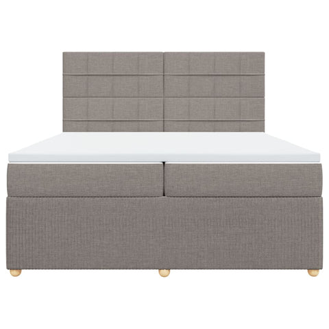 vidaXL Boxspringbett mit Matratze Taupe 200x200 cm Stoff