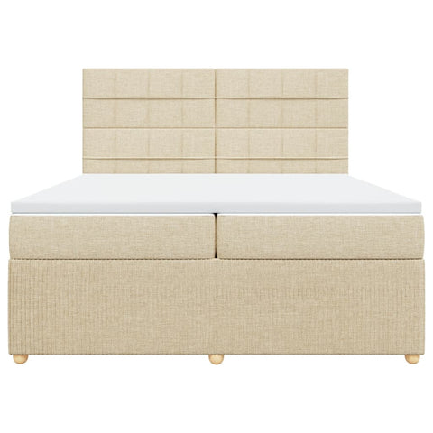 vidaXL Boxspringbett mit Matratze Creme 200x200 cm Stoff