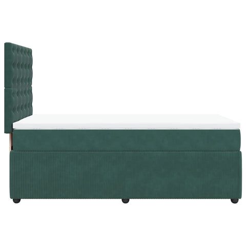 vidaXL Boxspringbett mit Matratze Dunkelgrün 90x190 cm Samt