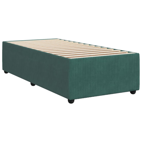 vidaXL Boxspringbett mit Matratze Dunkelgrün 90x190 cm Samt