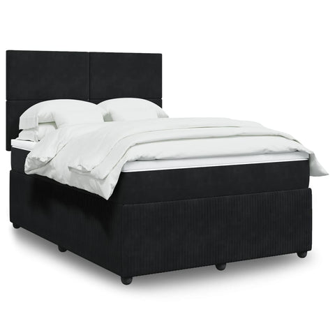 Boxspringbett mit Matratze Schwarz 140x190 cm Samt