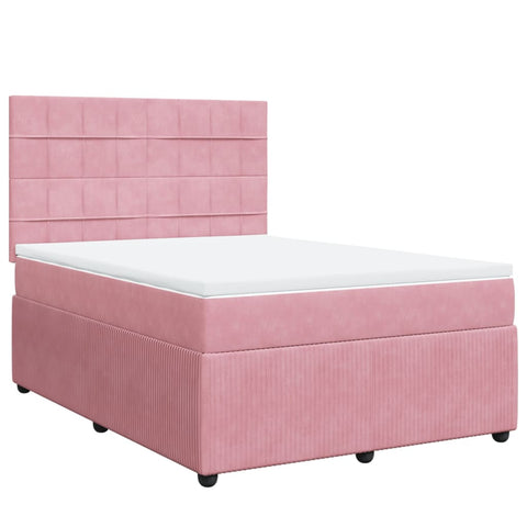 Boxspringbett mit Matratze Rosa 140x200 cm Samt