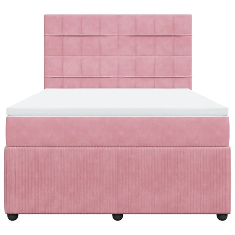 Boxspringbett mit Matratze Rosa 140x200 cm Samt