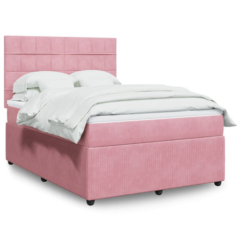 Boxspringbett mit Matratze Rosa 140x200 cm Samt