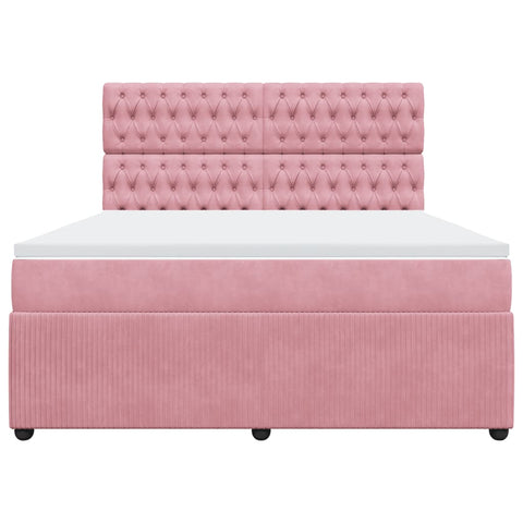 Boxspringbett mit Matratze Rosa 180x200 cm Samt