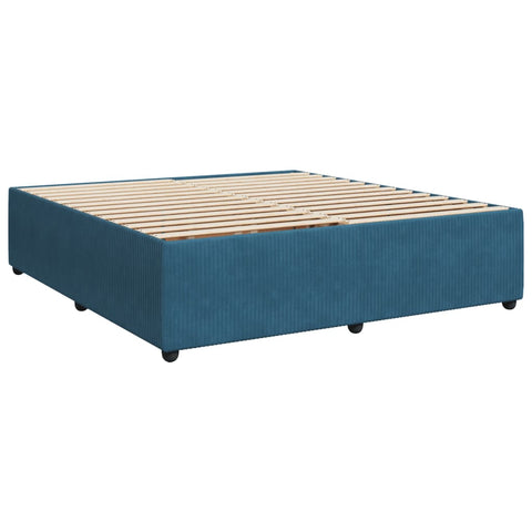 vidaXL Boxspringbett mit Matratze Dunkelblau 180x200 cm Samt