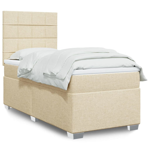 Boxspringbett mit Matratze Creme 90x200 cm Stoff