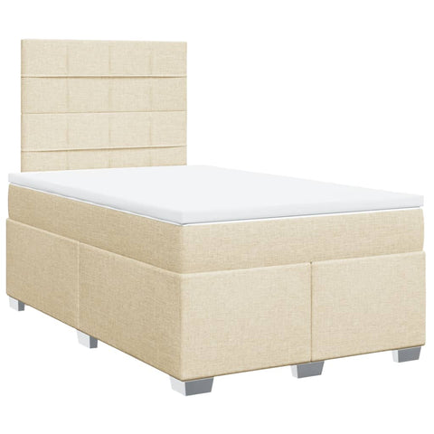 vidaXL Boxspringbett mit Matratze Creme 120x190 cm Stoff