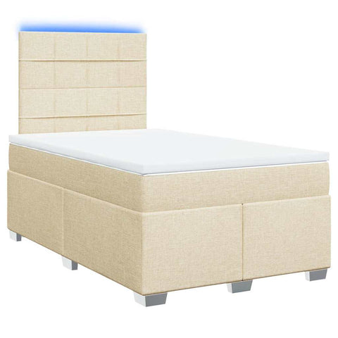 vidaXL Boxspringbett mit Matratze Creme 120x200 cm Stoff