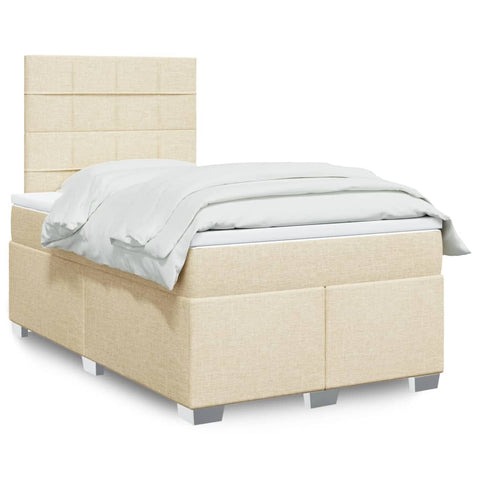 vidaXL Boxspringbett mit Matratze Creme 120x200 cm Stoff