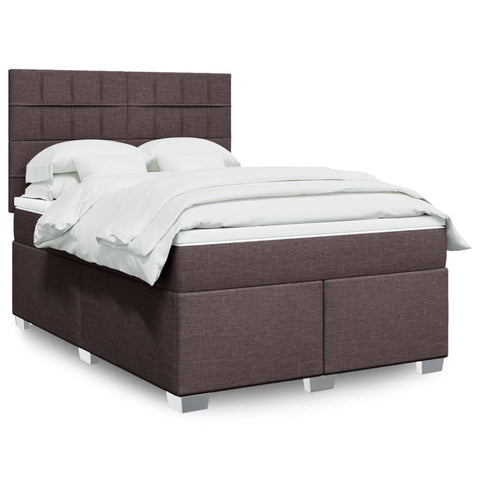 Boxspringbett mit Matratze Dunkelbraun 140x200 cm Stoff