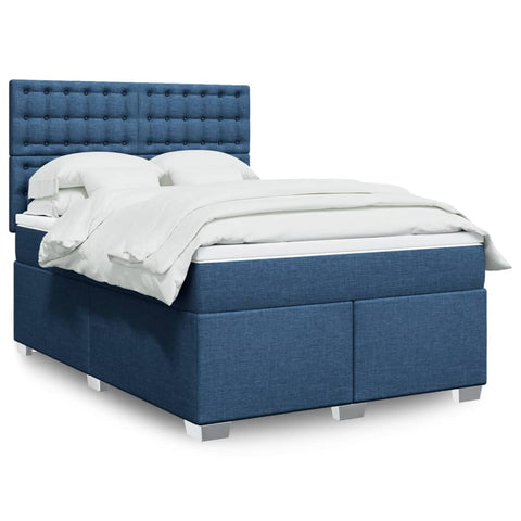 Boxspringbett mit Matratze Blau 140x200 cm Stoff