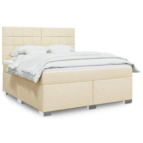 Boxspringbett mit Matratze Creme 180x200 cm Stoff