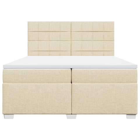 vidaXL Boxspringbett mit Matratze Creme 200x200 cm Stoff