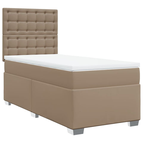 vidaXL Boxspringbett mit Matratze Cappuccino-Braun 90x190cm Kunstleder