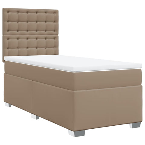 vidaXL Boxspringbett mit Matratze Cappuccino-Braun 90x200cm Kunstleder