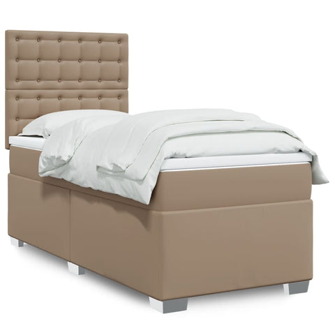 vidaXL Boxspringbett mit Matratze Cappuccino-Braun 90x200cm Kunstleder