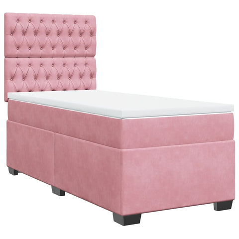 Boxspringbett mit Matratze Rosa 80x200 cm Samt