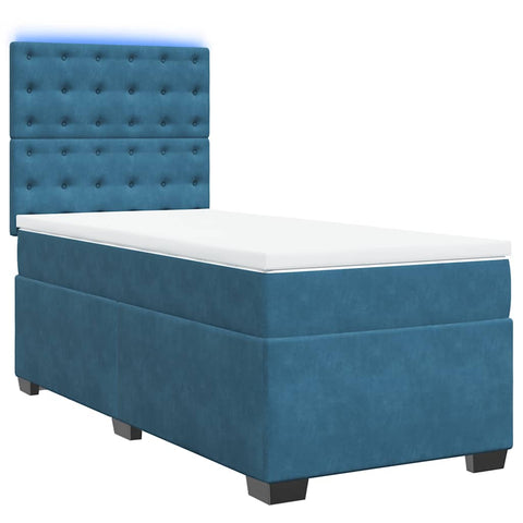 vidaXL Boxspringbett mit Matratze Blau 90x190 cm Samt