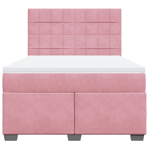 Boxspringbett mit Matratze Rosa 140x190 cm Samt