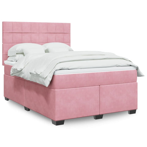 Boxspringbett mit Matratze Rosa 140x190 cm Samt