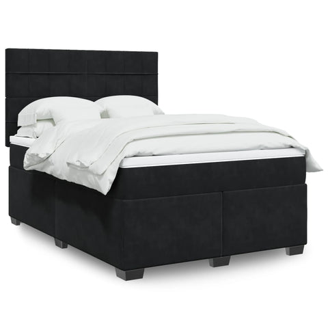 Boxspringbett mit Matratze Schwarz 140x200 cm Samt